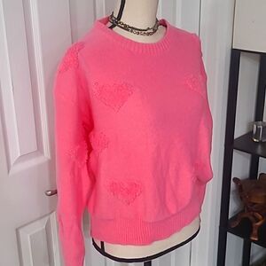 ♡ Valentines Gift ♡Comfy Cozy Pink Hearts Sweater sz XL